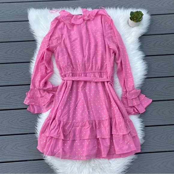 Hot Pink Ruffle Mini Dress - Picture 5 of 5